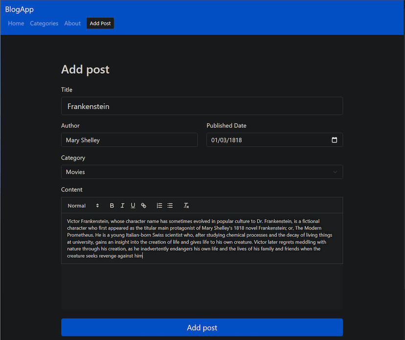 React Blog Application